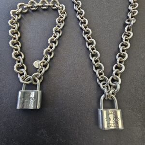 Vintage Tiffany and company 1837 padlock Pendant Bracelet and Necklace Set